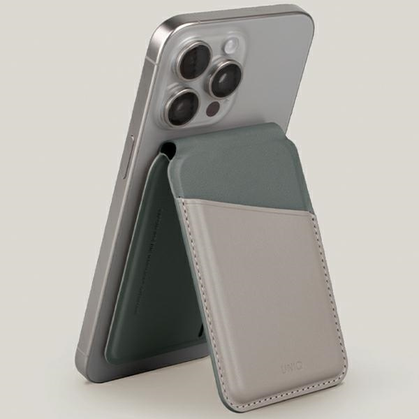 UNIQ Lyden DS RFID magnetic wallet with stand function ivory-lichen green