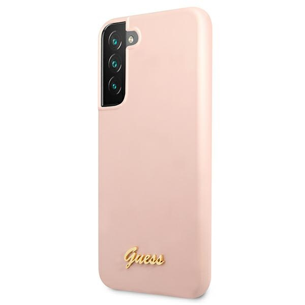 Guess GUHCS22MLSLMGPP Samsung Galaxy S22+ Plus pink hardcase Silicone Script Metal Logo
