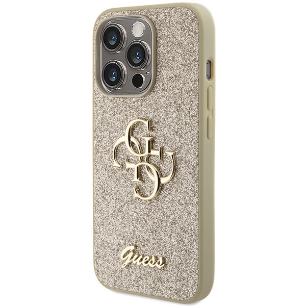 Guess GUHCP15LHG4SGD Apple iPhone 15 Pro hardcase Glitter Script Big 4G gold
