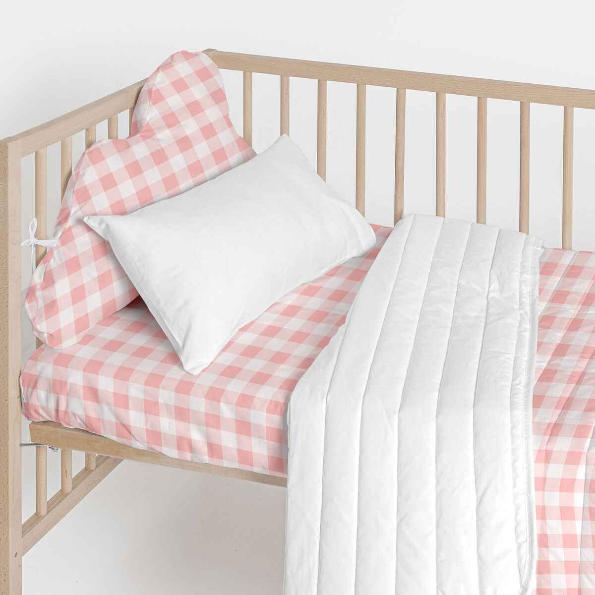 Cot protector HappyFriday Basic Kids Vichy Pink 60 x 40 cm