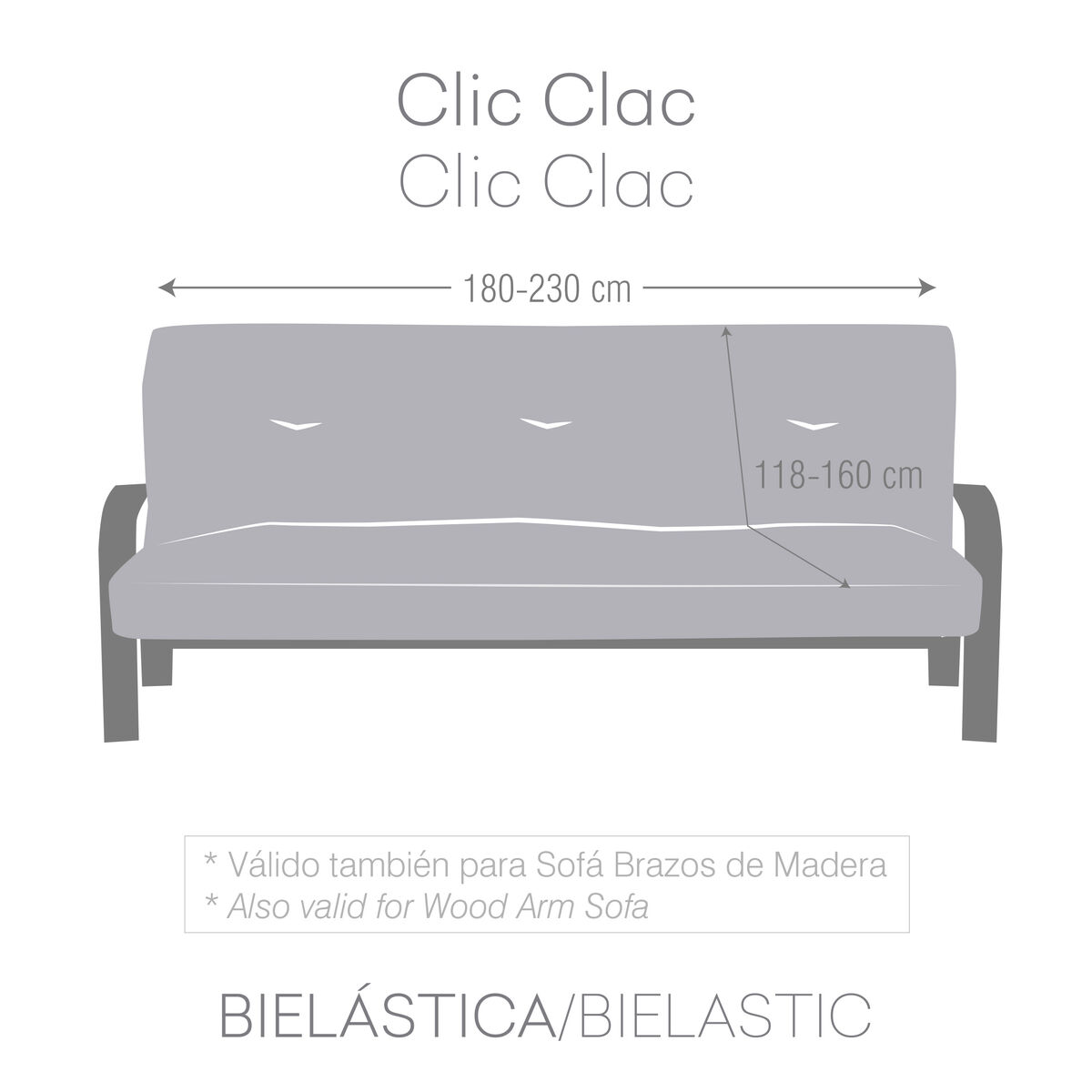 Sofa Cover Eysa Jaz Clic-clac Grey 160 x 100 x 230 cm