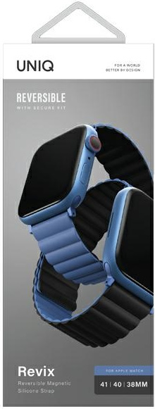 UNIQ Revix strap Apple Watch 4/5/6/7/SE/8/9/10 40/41/42mm Reversible Magnetic black-blue