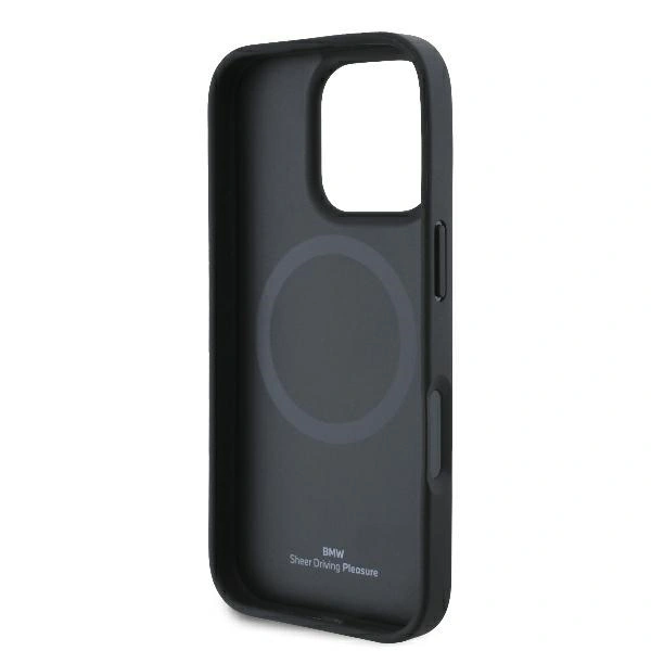 Case BMW BMHMP16L23RTPK Apple iPhone 16 Pro hardcase Sign Leather Half Textured And Circle MagSafe black