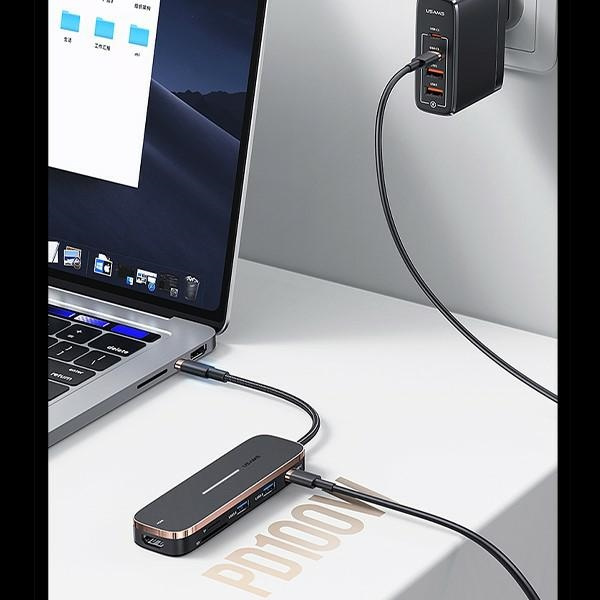 USAMS Hub 3xUSB/USB-C/HDMI black SJ578HUB01