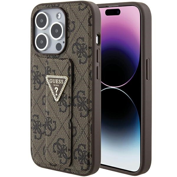 Guess GUHCP15XPGS4TDW iPhone 15 Pro Max brązowy/brown hardcase Grip Stand 4G Triangle Strass