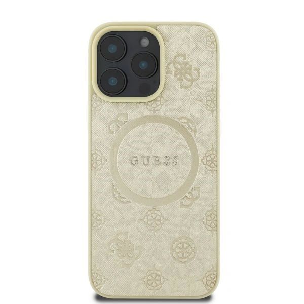Case Guess GUHMP16LPSAPSMED Apple iPhone 16 Pro hardcase Saffiano Peony Classic Logo MagSafe gold