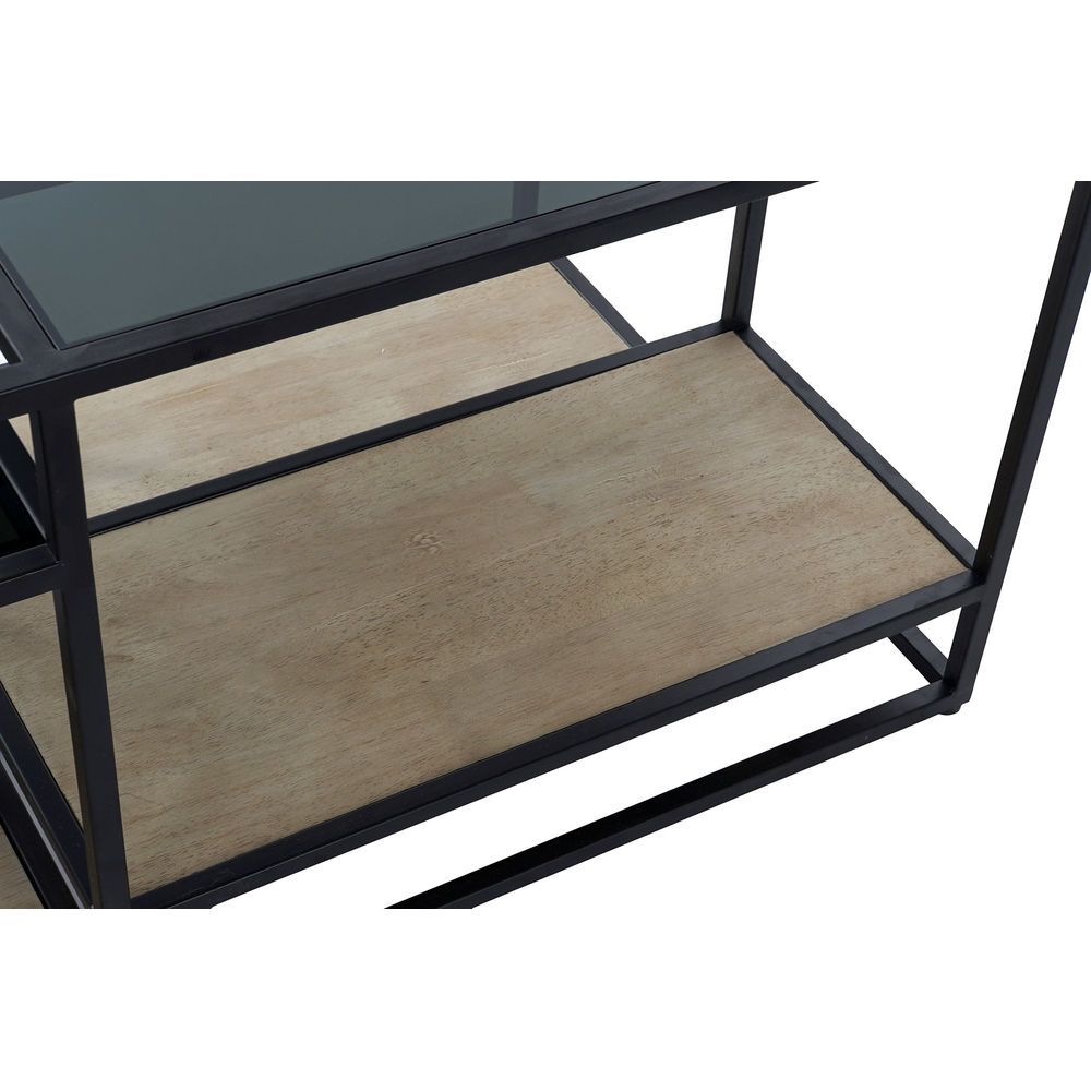Side table DKD Home Decor 8424001787234 Black Multicolour Natural Wood Metal Mirror 120 x 60 x 50 cm
