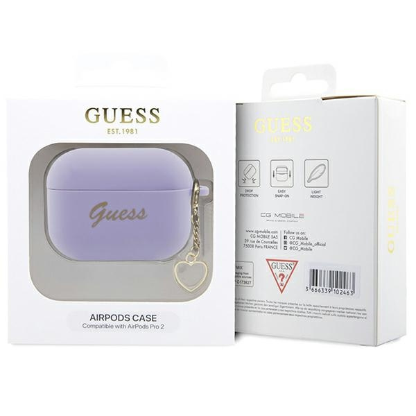Guess GUAP2LSCHSU Apple AirPods Pro 2 purple Silicone Charm Heart Collection
