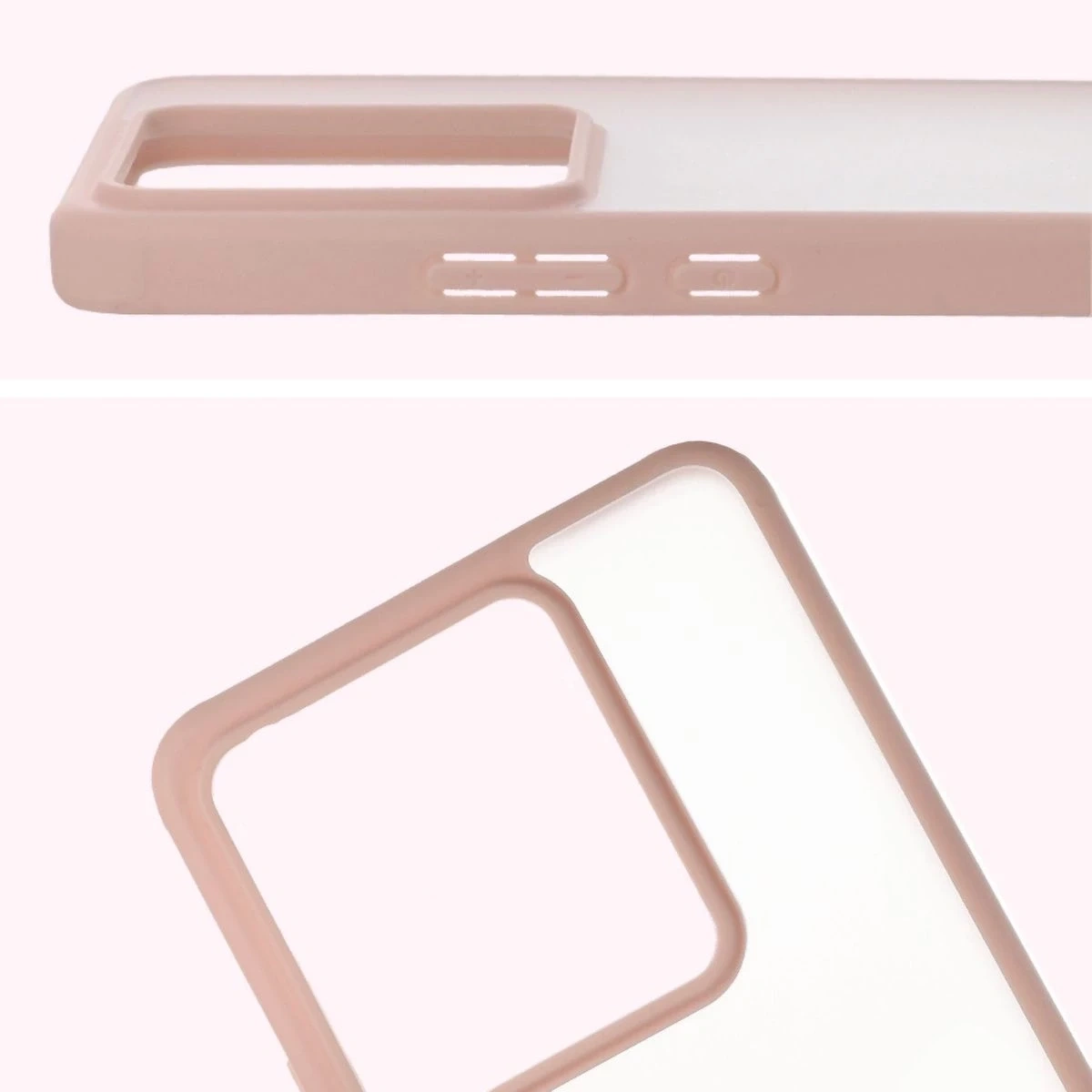 Etui Bizon Case Angelo do Realme GT 7 / 7T półprzezroczyste z różową ramką