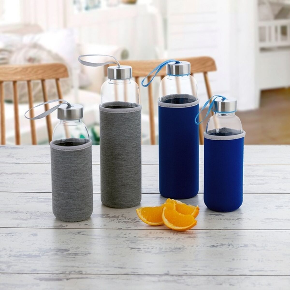 Bottle Quid Grey Blue Glass 400 ml