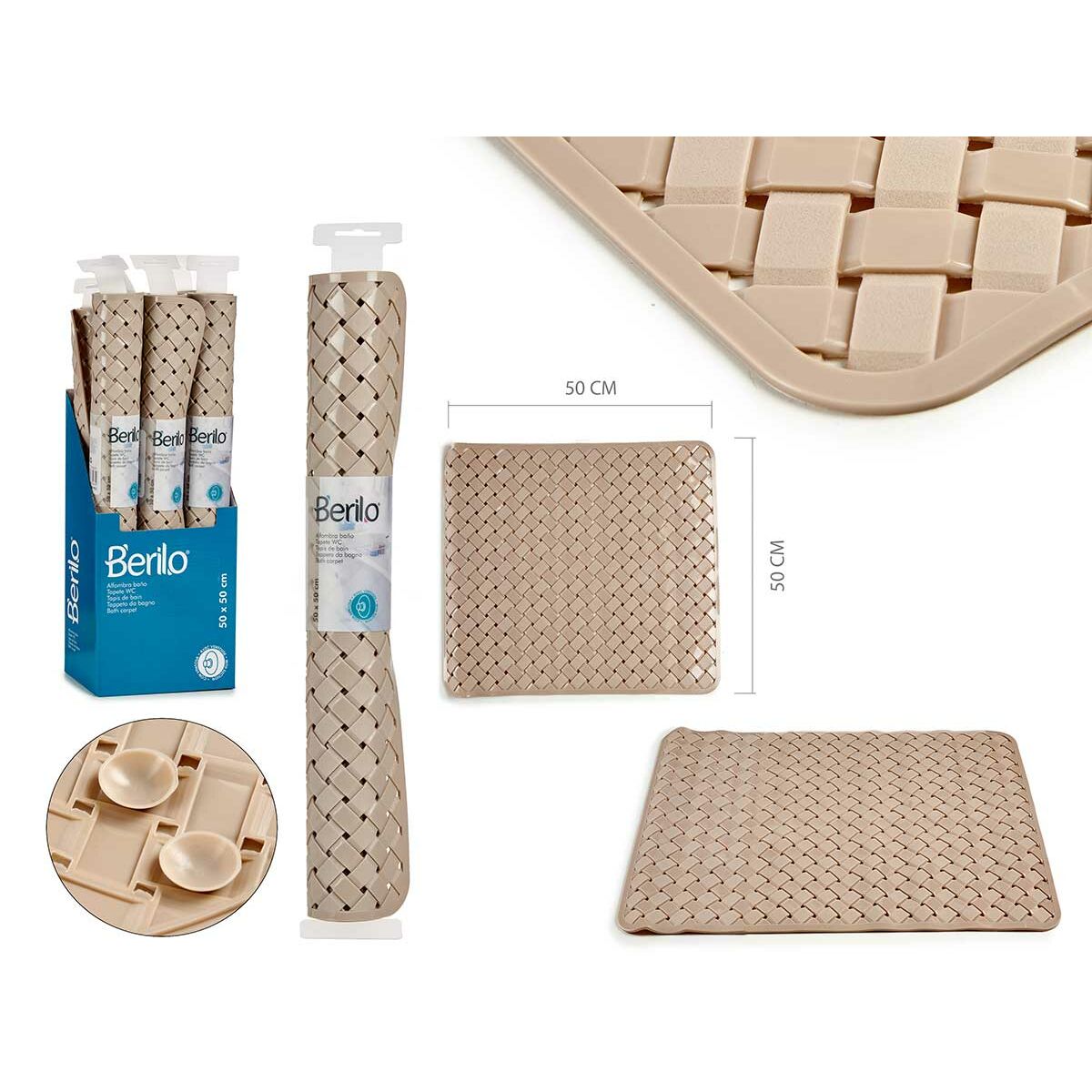 Bath rug Berilo AR1910106 Beige 0,03 x 50 x 50 cm (6 Units)