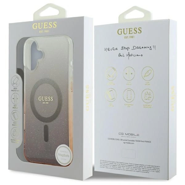 Guess GUHMP16MHGRCELW Apple iPhone 16 Plus hardcase IML Glitter Gradient MagSafe brown