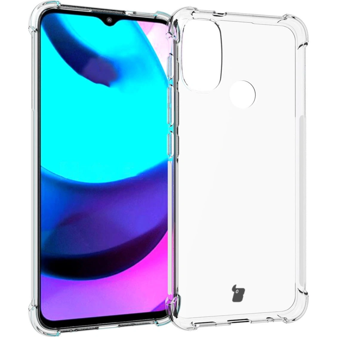 Bizon Case Clear Pack case + 2x screen glass + lens glass Moto E20 clear