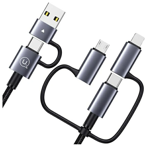 USAMS USB-A, USB-C / USB-C, Lightning, MicroUSB cable Fast charging 60W 1.2m Data Cable Digital display Aluminium Alloy Seria Sufeng