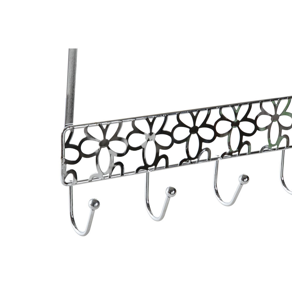 Door Coat Rack DKD Home Decor 32 x 10 x 19 cm Silver Metal Flowers