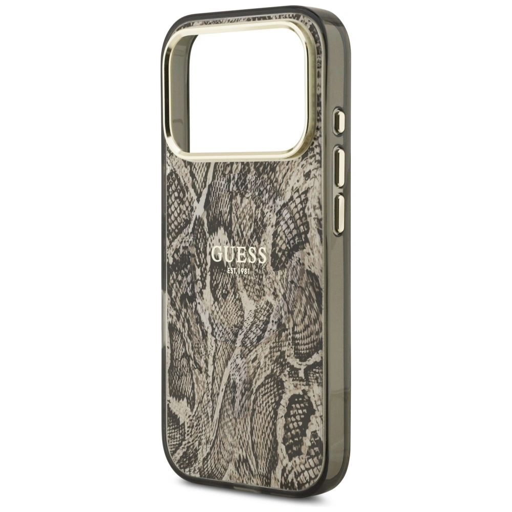 Etui Guess Python Pattern MagSafe do Apple iPhone 17 Pro Max brązowy