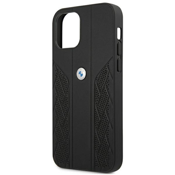 BMW BMHCP12LRSPPK Apple iPhone 12 Pro Max black hardcase Leather Curve Perforate