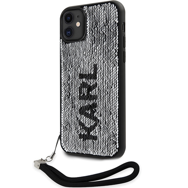 Karl Lagerfeld KLHCN61PSQRKS Apple iPhone 11/XR silver hardcase Sequins Cord