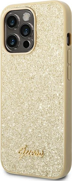 Guess GUHCP14LHGGSHD Apple iPhone 14 Pro gold hard case Glitter Script