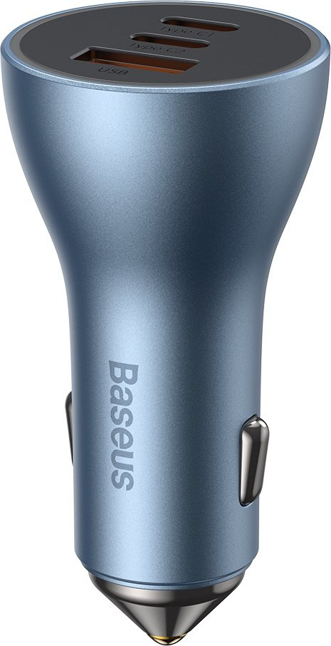 Baseus Golden Contactor Pro USB-A car charger + 2x USB-C 65W blue