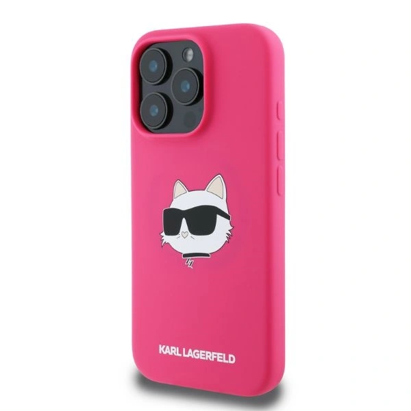 Case Karl Lagerfeld KLHMP16XSCHPPLF Apple iPhone 16 Pro Max hardcase Silicone Choupette Head Print MagSafe fuchsia