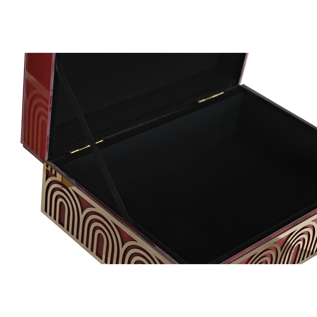 Box-Schmuckkästchen DKD Home Decor Metall Kristall Rot Gold Holz MDF 25 x 18 x 10 cm (2 Stück)