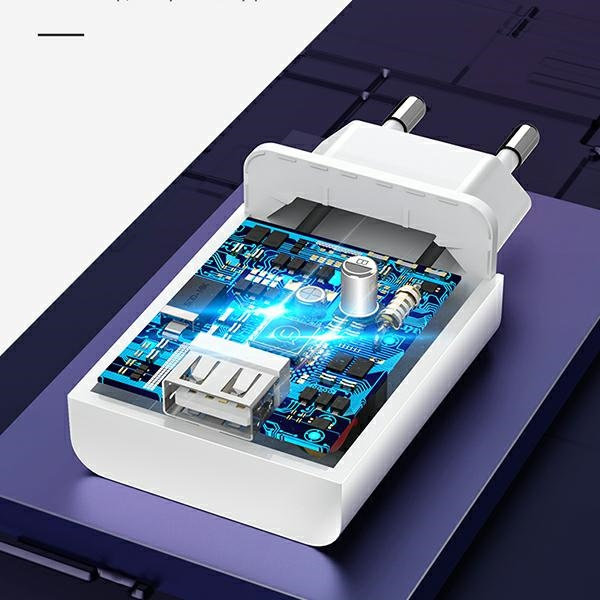 USAMS T22 Wall Charger 1xUSB 18W 3A QC3.0 + USB-C cable 1m white T48OCLN01