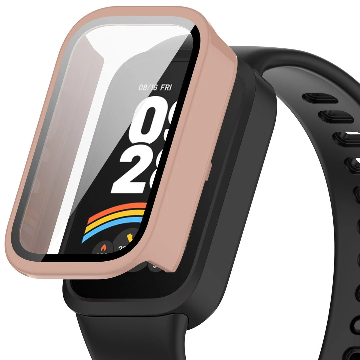 Bizon Case+Glass Watch Xiaomi Smart Band 9 Active / Redmi Smart Band 3 pink