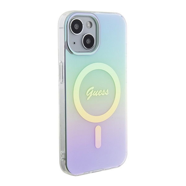 Guess GUHMP15SHITSQ Apple iPhone 15 hardcase IML Iridescent MagSafe turquoise