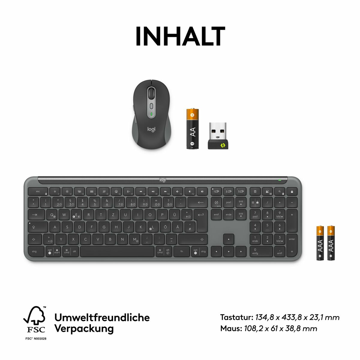 Keyboard and Mouse Logitech 920-012504 Graphite German QWERTZ
