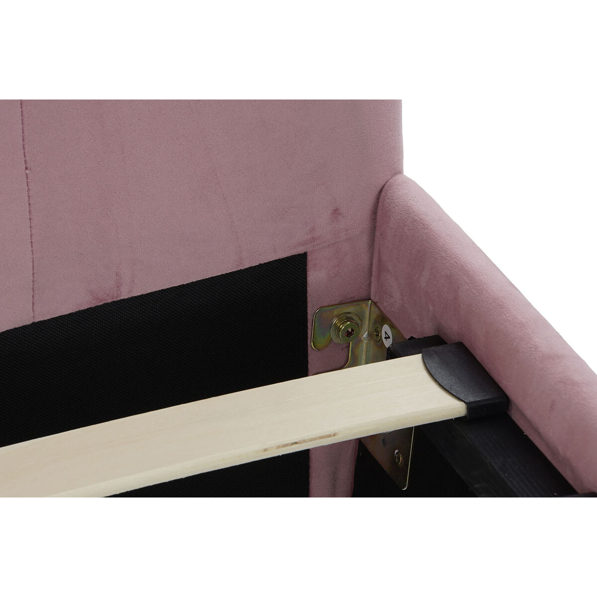 Bed DKD Home Decor Pink Metal Wood Polyester Aluminium (187 x 210 x 137 cm)