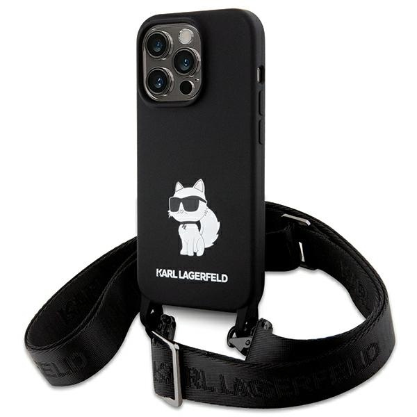 Karl Lagerfeld KLHCP15XSCBSCNK Apple iPhone 15 Pro Max hardcase Crossbody Silicone Choupette black