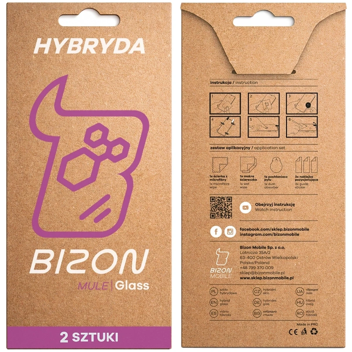 Elastyczne szkło hybrydowe Bizon Glass Mule Duo do Apple iPhone 15 Pro [2 PACK]