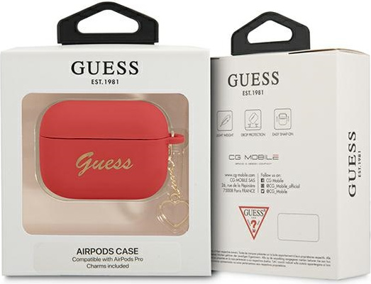 Guess GUAPLSCHSR Apple AirPods 3 red Silicone Charm Heart Collection