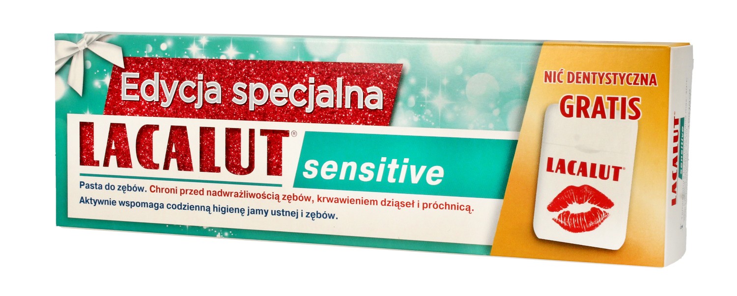 Lacalut Pasta do zębów Sensitive 75ml + nić dentystyczna