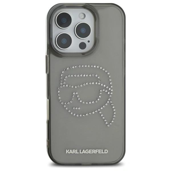 Karl Lagerfeld KLHCP16XHKHDCELK Apple iPhone 16 Pro Max hardcase IML Rhinestones Karl Head black