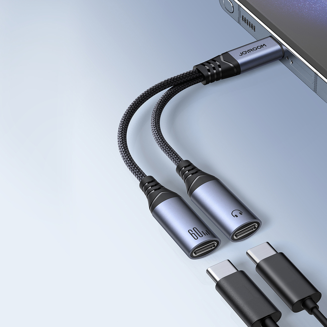 Joyroom SY-C03 DAC adapter 2in1 USB-C / 2xUSB-C black