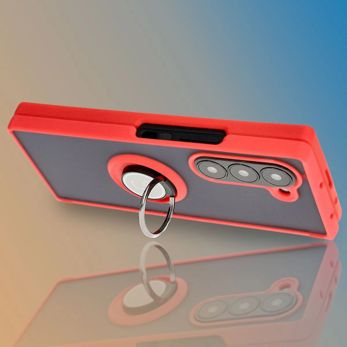 Bizon Case Hybrid Ring Samsung Galaxy Z Fold6 smoky with a red frame