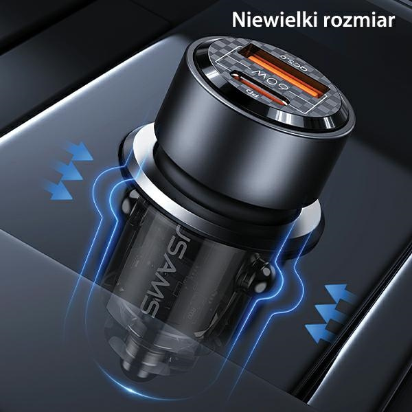 USAMS C39 car charger USB-A, USB-C 60W black