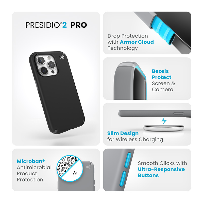 Speck Presidio2 Pro Apple iPhone 15 Pro (Black/Slate Grey/White)