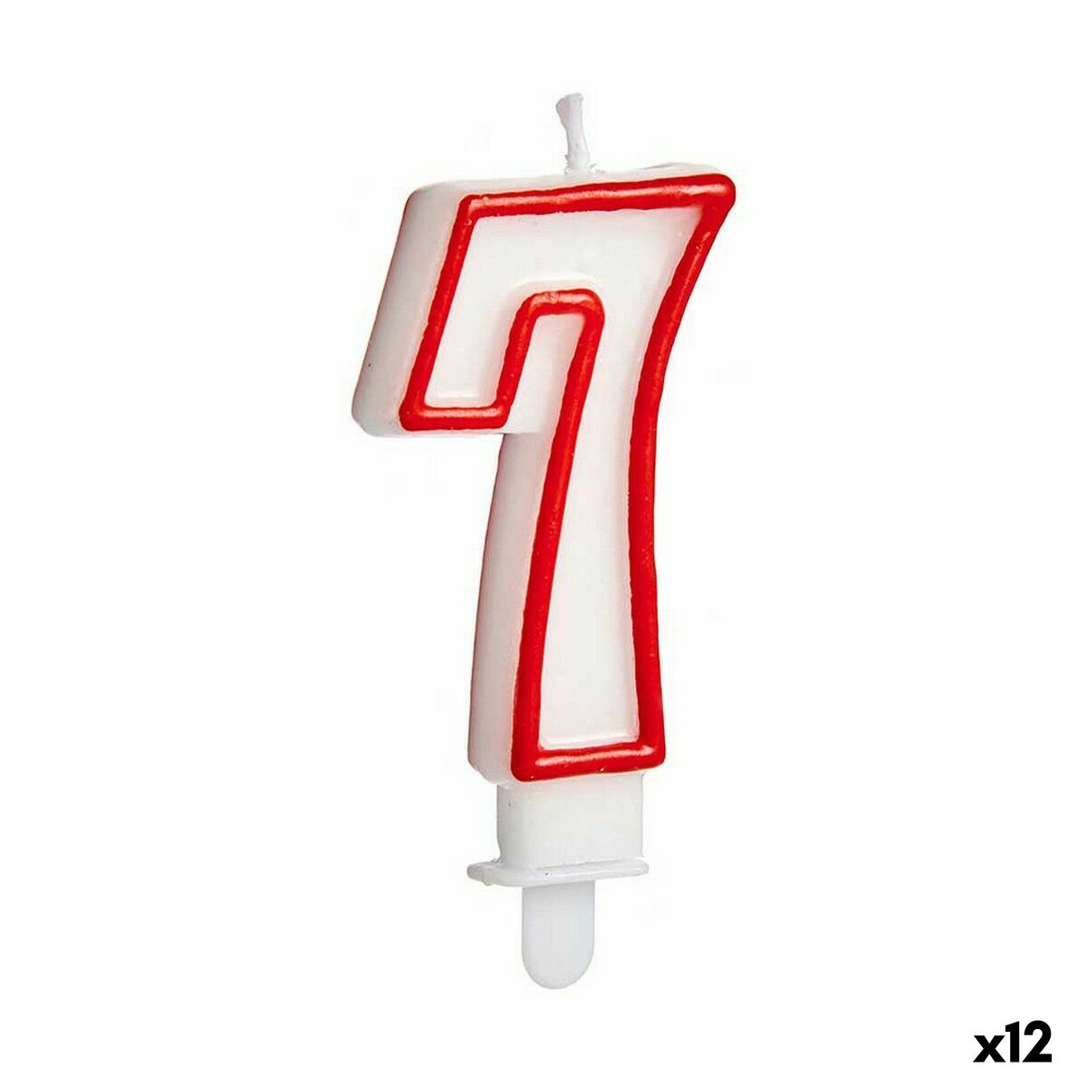 Candle Birthday Number 7 Red White (12 Units)