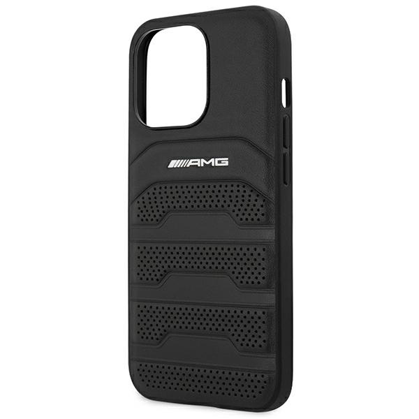 Mercedes AMG AMHCP14LGSEBK Apple iPhone 14 Pro black hardcase Leather Debossed Lines