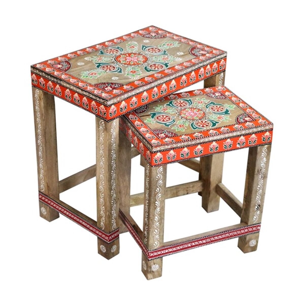 Set of 2 tables DKD Home Decor Multicolour Natural Wood Mango wood 45 x 30 x 45 cm 45 x 28,5 x 46 cm