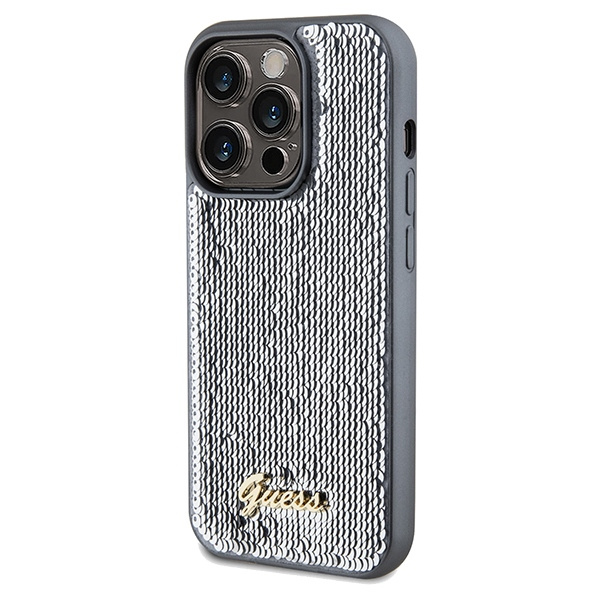 Guess GUHCP14XPSFDGSS Apple iPhone 14 Pro Max hardcase Sequin Script Metal silver