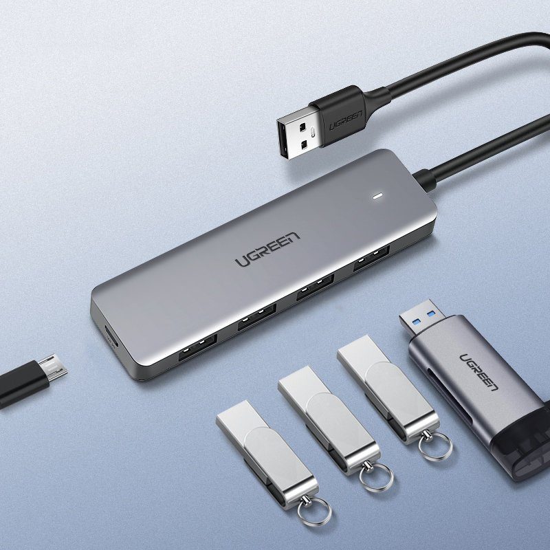 UGREEN USB-A / 4xUSB-A 3.2Gen1 HUB with additional micro USB power port grey