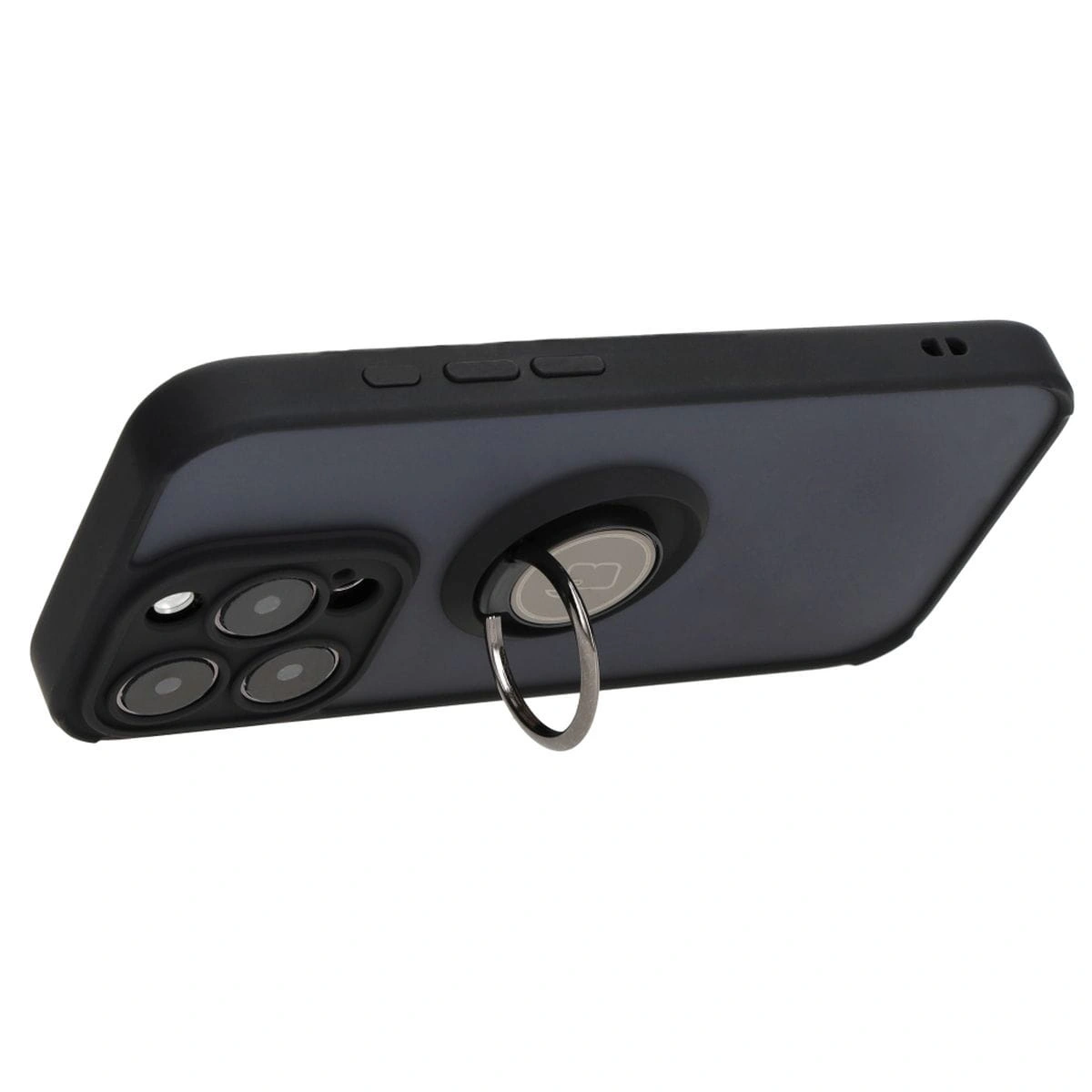 Bizon Case Hybrid Ring Apple iPhone 15 Pro smoky with a black frame