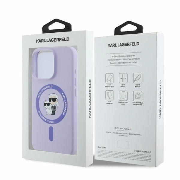 Case Karl Lagerfeld KLHMP16LSCMKCRHU Apple iPhone 16 Pro hardcase Silicone Karl&Choupette Heads Ring MagSafe purple