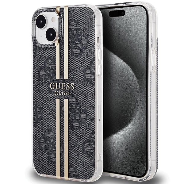 Guess GUHCP15MH4PSEGK Apple iPhone 15 Plus / 14 Plus hardcase IML 4G Gold Stripe black