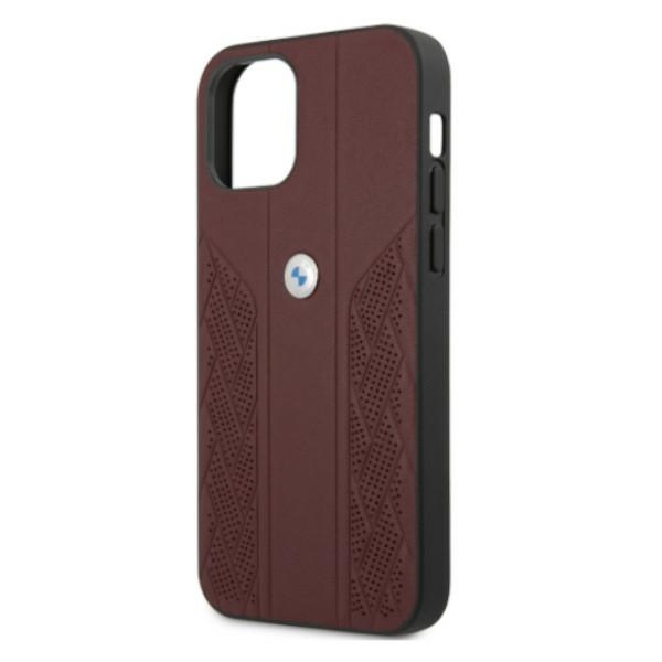 BMW BMHCP12LRSPPR Apple iPhone 12 Pro Max red hardcase Leather Curve Perforate