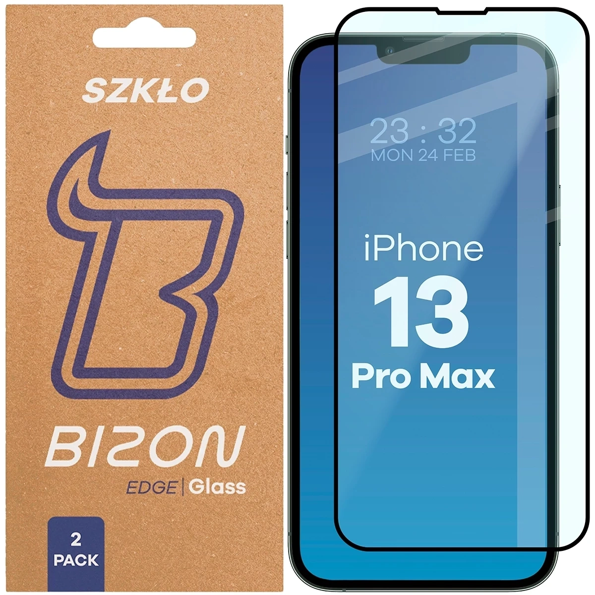 Szkło hartowane Bizon Glass Edge Duo do Apple iPhone 13 Pro Max czarna ramka [2 PACK]